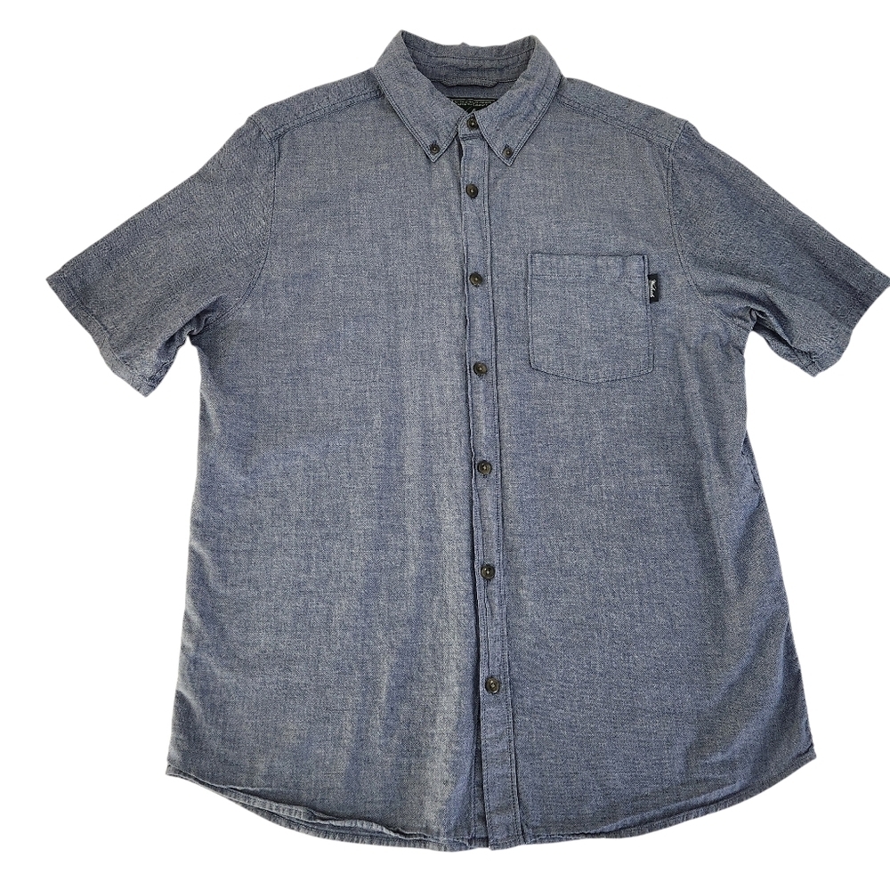 WOOLRICH Blue Chambray Short Sleeve Button Up Outdoor size l